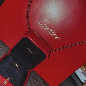Cartier Red Ring Box with Gold Accents